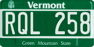 VT license plate RQL258