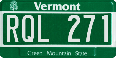 VT license plate RQL271