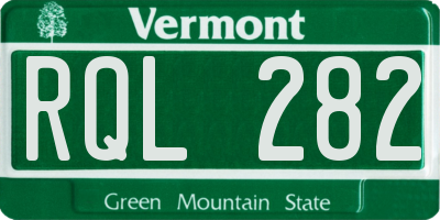 VT license plate RQL282