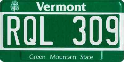 VT license plate RQL309