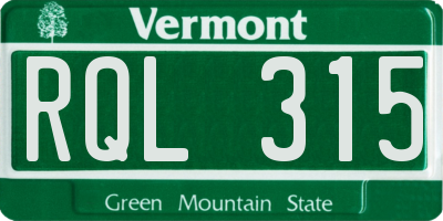 VT license plate RQL315