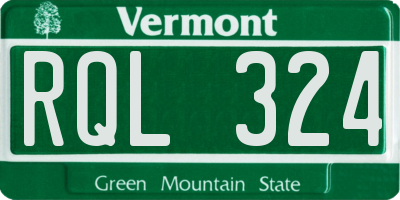VT license plate RQL324