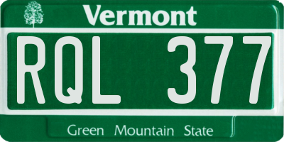 VT license plate RQL377