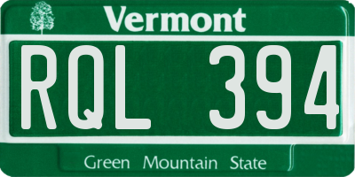 VT license plate RQL394