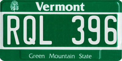 VT license plate RQL396
