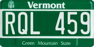 VT license plate RQL459