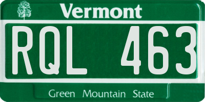 VT license plate RQL463