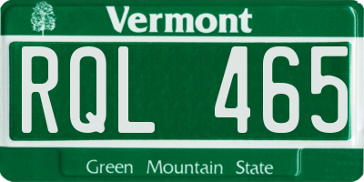 VT license plate RQL465