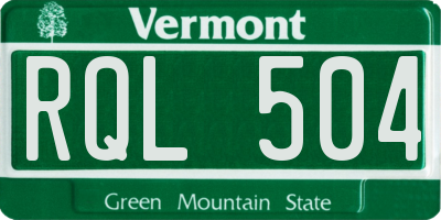VT license plate RQL504