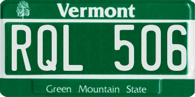 VT license plate RQL506