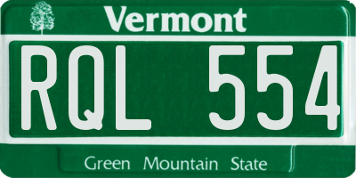 VT license plate RQL554