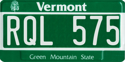 VT license plate RQL575