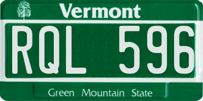 VT license plate RQL596
