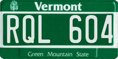 VT license plate RQL604