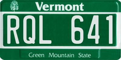 VT license plate RQL641