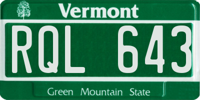 VT license plate RQL643