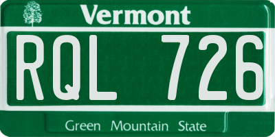 VT license plate RQL726