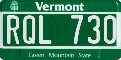 VT license plate RQL730
