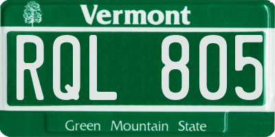 VT license plate RQL805