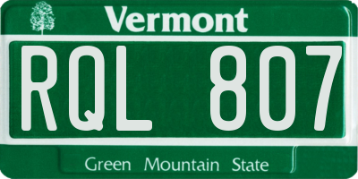 VT license plate RQL807