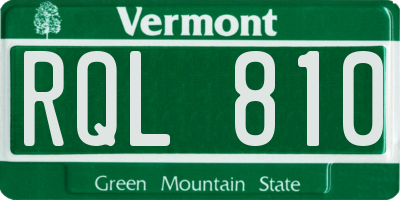 VT license plate RQL810