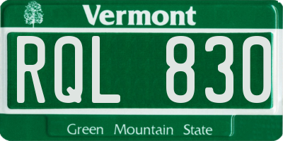 VT license plate RQL830