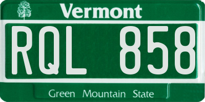 VT license plate RQL858