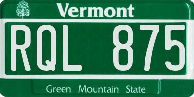 VT license plate RQL875