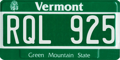 VT license plate RQL925