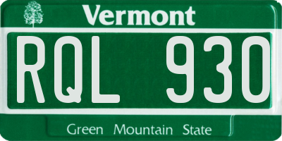 VT license plate RQL930