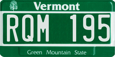 VT license plate RQM195