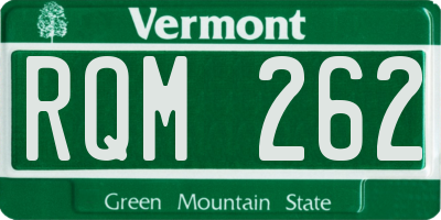 VT license plate RQM262