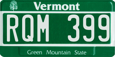 VT license plate RQM399