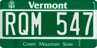 VT license plate RQM547