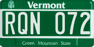 VT license plate RQN072