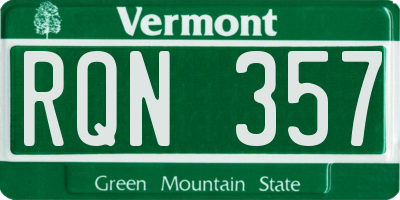 VT license plate RQN357