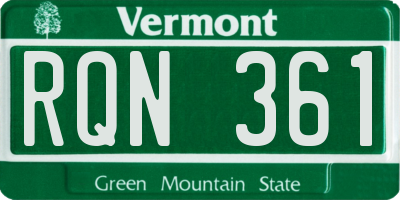 VT license plate RQN361