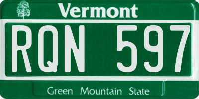VT license plate RQN597