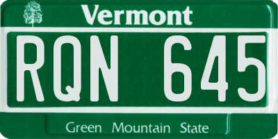 VT license plate RQN645
