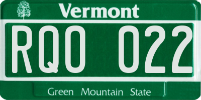 VT license plate RQO022