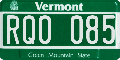 VT license plate RQO085