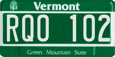 VT license plate RQO102