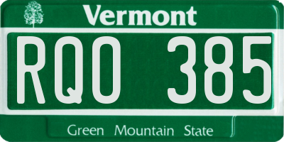 VT license plate RQO385