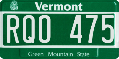 VT license plate RQO475