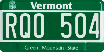 VT license plate RQO504