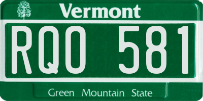 VT license plate RQO581