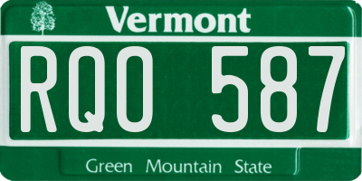 VT license plate RQO587