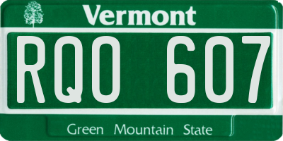 VT license plate RQO607