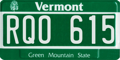 VT license plate RQO615