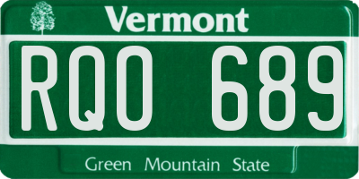 VT license plate RQO689